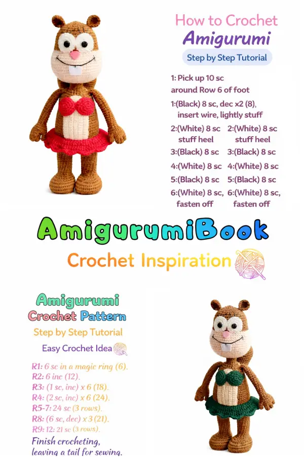 Adorable crochet squirrel plush toy with textured stitches and soft stuffed structure.