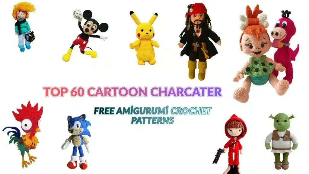 Top 60 cartoon characters amigurumi free crochet patterns movie reel banner design