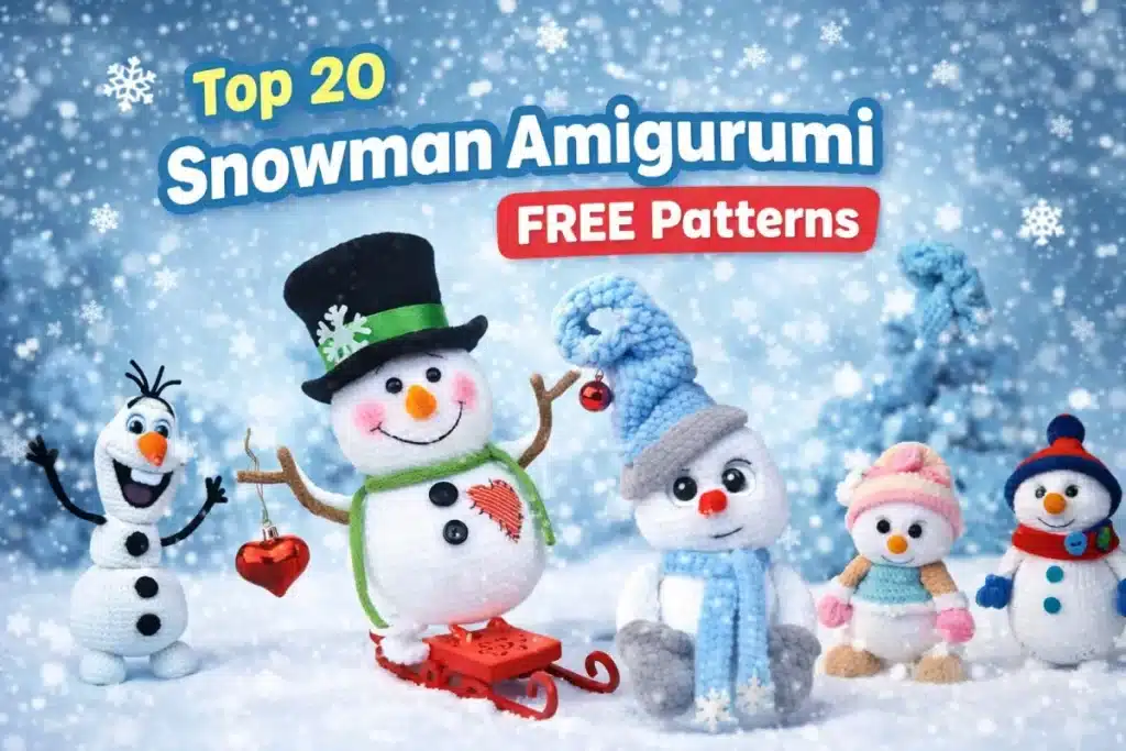 snowman amigurumi free patterns collection cute winter crochet toys with hats and scarves