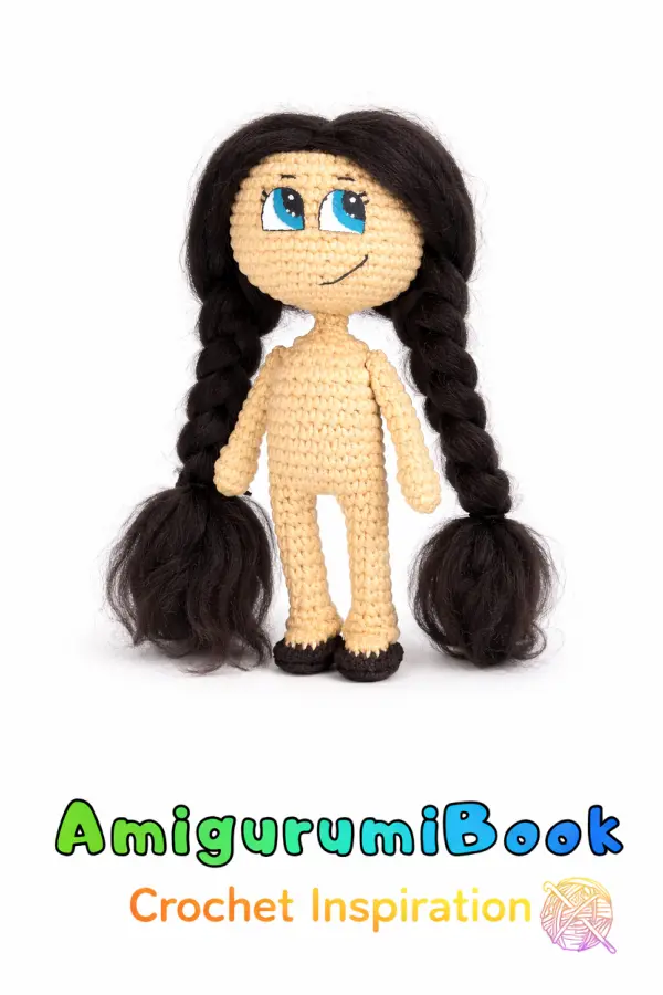 Handmade crochet doll with braided hair