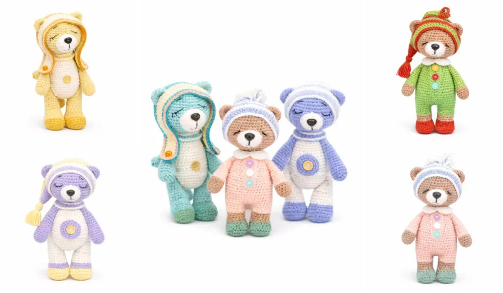 Pajama bear amigurumi crochet pattern cute teddy bear in pajamas