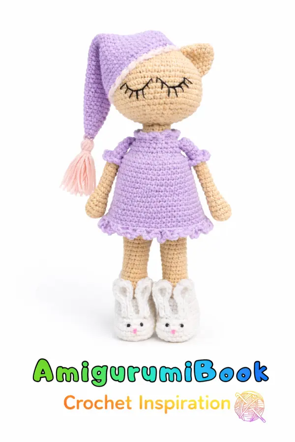 Adorable cat doll amigurumi pattern finished crochet toy
