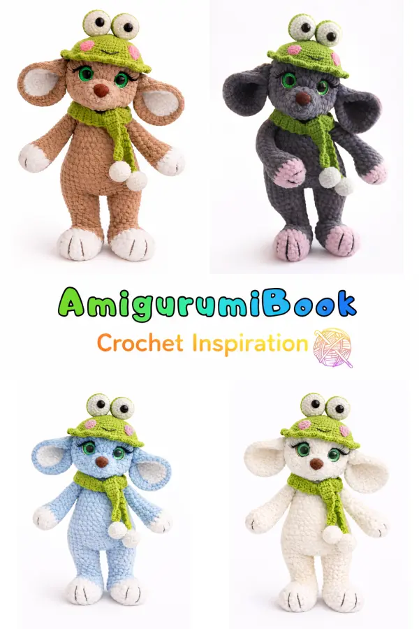 Adorable mouse amigurumi plush doll with scarf crochet pattern