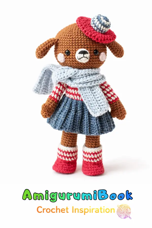 Cute handmade dog amigurumi pattern with skirt and boots