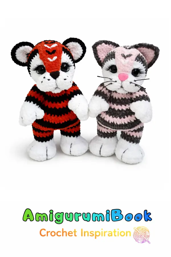 crochet tiger and cat amigurumi free pattern soft yarn animal toys