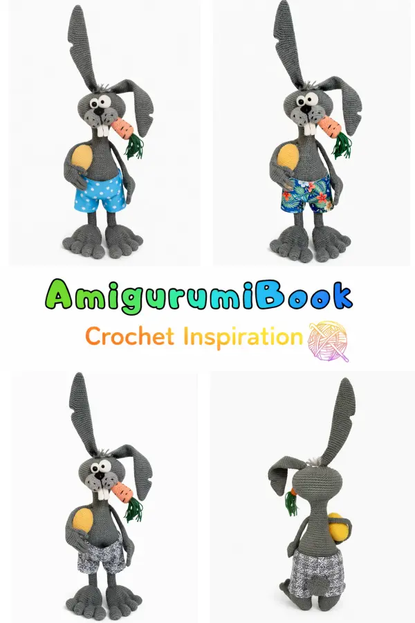 handmade crochet bunny with detailed paws amigurumi easter toy