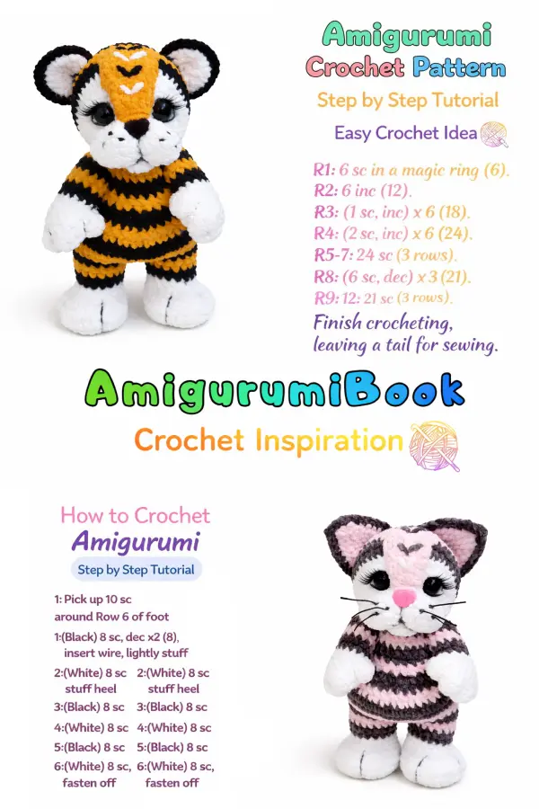 easy tiger and cat amigurumi pattern beginner crochet animal project